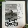 Personalised Bike Print With Bespoke Map And Photo, thumbnail 1 of 7