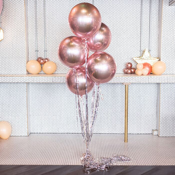 Rose Gold Orbs With Silver Tails Inflated Balloons, 2 of 2
