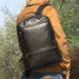 Minimalist Zip Open Black Leather Backpack, thumbnail 2 of 6