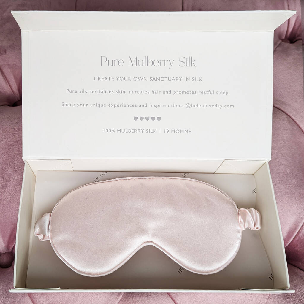 Silk Sleep Mask Gift Box Eye Mask 100% Pure Soft Mulberry Silk Pink Luxury Travel Gift Blackout Hypoallergenic, 1 of 7