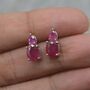 Ruby Silver Stud Earrings: July Birthstone Jewelry, thumbnail 5 of 7