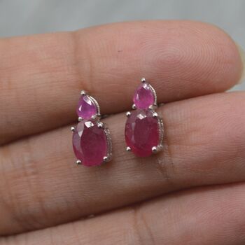 Ruby Silver Stud Earrings: July Birthstone Jewelry, 5 of 7