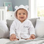 Personalised Grey Baby Dressing Gown With Ears On Hood, thumbnail 3 of 7