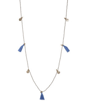 Long Crystal Blue Tassel Necklace, 2 of 3