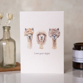 Funny 'Love Your Style' Alpacas Charity Card, 2 of 4