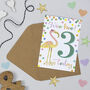 Flamingo 3rd Birthday Card, thumbnail 1 of 2