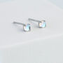 Sterling Silver Moonstone Crystal Stud Earrings, thumbnail 1 of 4