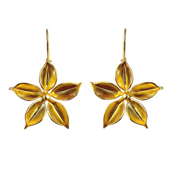 Handmade Gold Floral Drop Statement Earrings, 3 of 4