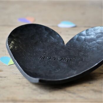 Personalised Steel Heart Dish, 11th Anniversary Gift, 9 of 10