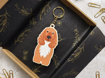 Cocker Spaniel Dog Wooden Keyring With Optional Christmas Card, 4 of 8