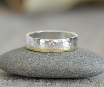 18ct Yellow Gold And Sterling Silver Wedding Band, 3 of 6