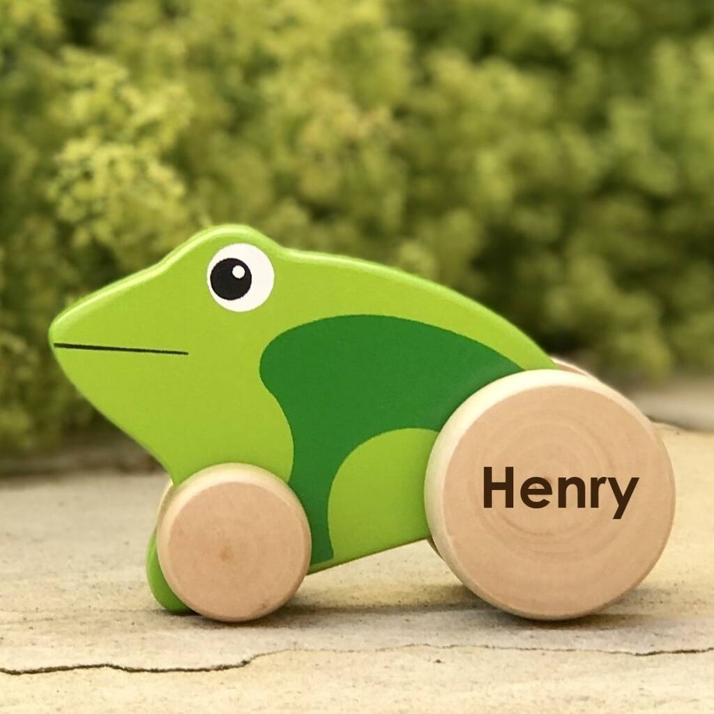 Image of My First Personalised Wooden Frog Push Along
