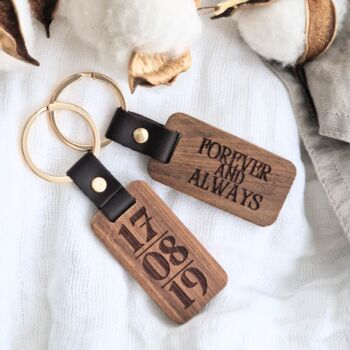 Personalised Engraved Walnut Keyring, 5 of 6
