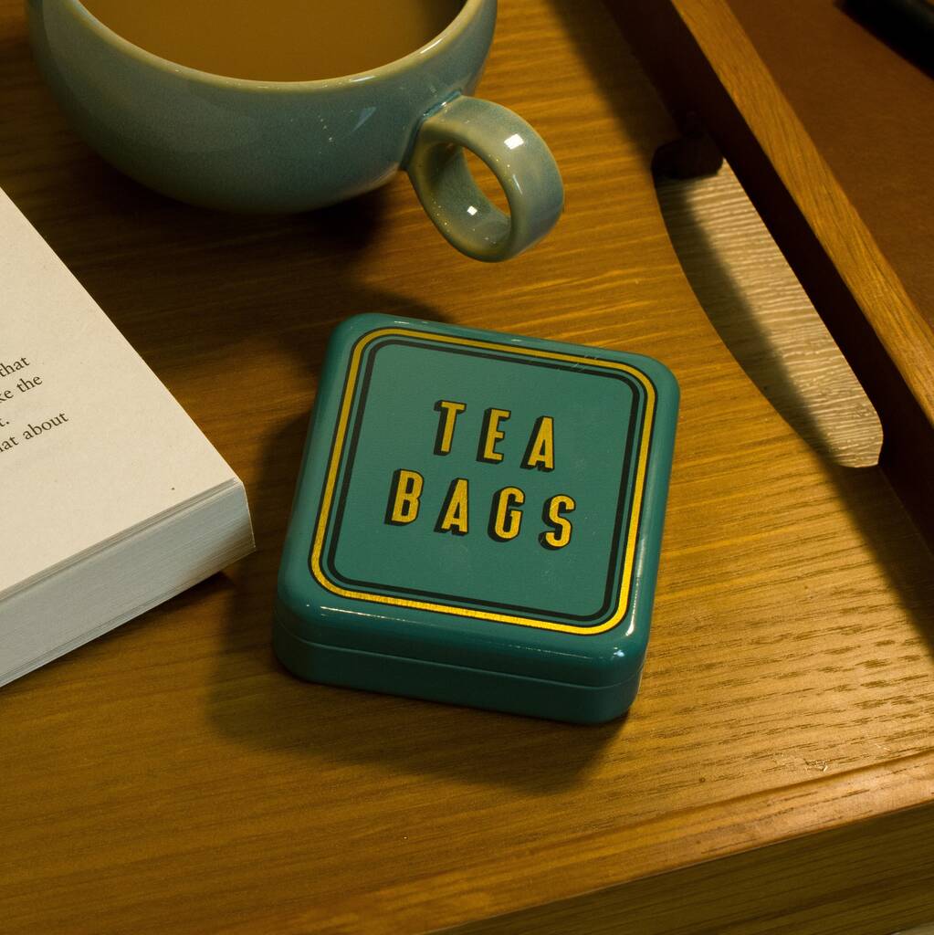 Tea Bag Travel Pocket Tin Tea Lover Gift Storage Box | Teabags Teal, 1 of 12