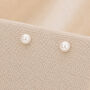 3mm Sterling Silver White Pearl Stud Earrings, thumbnail 1 of 4
