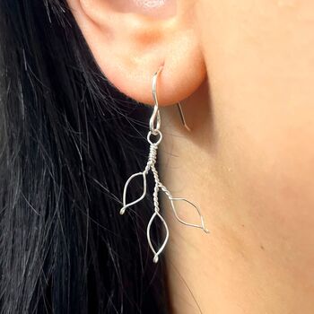 Leafy Eco Friendly Silver Or Gold Plated Drop Earrings, 4 of 4