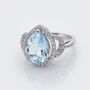 Pear Drop Blue Topaz 925 Sterling Silver Statement Ring, thumbnail 1 of 3