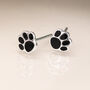 Sterling Silver Black Paw Print Stud Earrings – 5mm, thumbnail 4 of 6