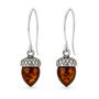 Sterling Silver Baltic Amber Acorn Drop Earrings, thumbnail 4 of 5