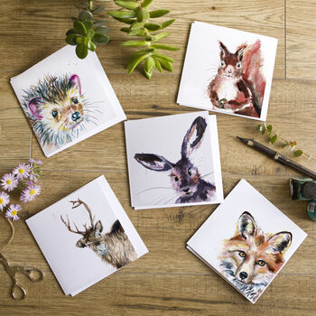 Wildlife Collection Pack Of Five Blank Greeting Cards, 2 of 8