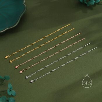 Tiny Starburst Threader Earrings In Sterling Silver, 5 of 12