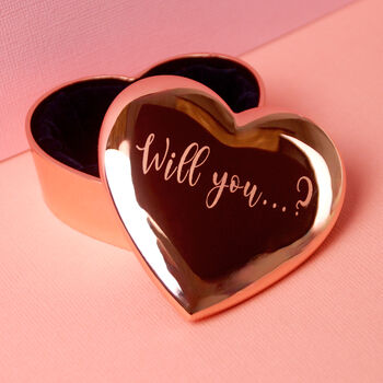 Personalised Rose Gold Heart Ring Box, 2 of 6