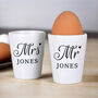 Personalised Mr And Mrs Egg Cup Set, thumbnail 3 of 3