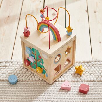 Personalised Colourful Wooden Activity Cube 12m+, 3 of 5