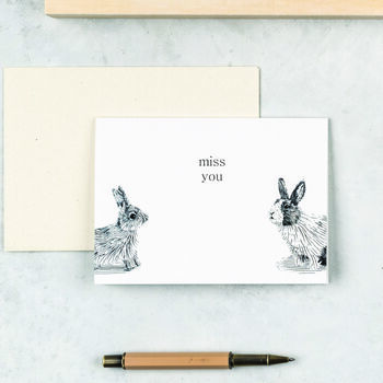 Miss You Bunnies Greeting Card, 2 of 5