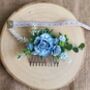 Dusky Blue Wedding Flower Hair Comb, thumbnail 3 of 5