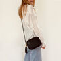 Black Leather Crossbody Bag And Silver Chevron Strap, thumbnail 11 of 11