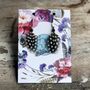 Spotty Guinea Fowl Earrings 'Dotty', thumbnail 3 of 6