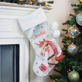 Personalised Unicorn Christmas Stocking For Kids, 3 of 4