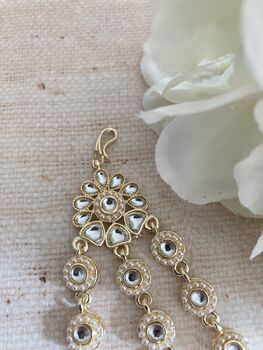 Gold Pearl Passa/Jhumar Headpiece, 3 of 5