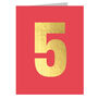 Mini Gold Foiled Number Five Card, thumbnail 2 of 5