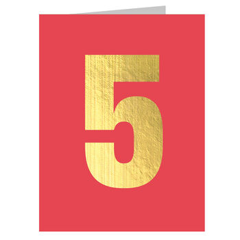 Mini Gold Foiled Number Five Card, 2 of 5