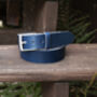 Premium Blue English Leather Mens Belt Handmade, thumbnail 2 of 6