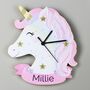 Personalised Pink Unicorn Wall Clock, thumbnail 1 of 2