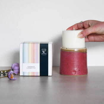 Speckled Clay Candle Pot With Refill Raspberry, 4 of 6