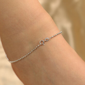 925 Silver Silver Ball Slim Thin Payal Anklet, 4 of 9