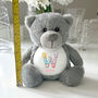 Personalised Patchwork Alphabet New Baby Teddy Bear, thumbnail 3 of 6
