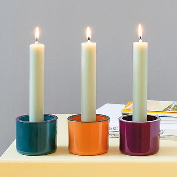 Reversible Candle And Tealight Holder Glass Three Colours, 6 of 12