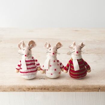 Tiny Felt Mouse In Knitted Jumper, 6 of 9