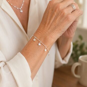 70th Birthday Sterling Silver Stars Bracelet, 3 of 4