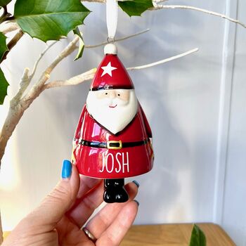 Personalised Ceramic Christmas Santa Bell Decoration, 2 of 6