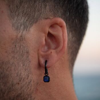 Black And Blue Lapis Lazuli Dangle Earring For Men, 2 of 10