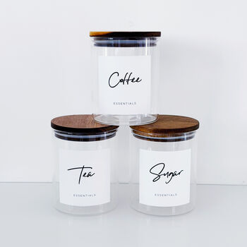 Set Of Tea, Coffee And Sugar Jars With Acacia Lids, 8 of 11