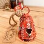 Orange Terracotta Red Hand Painted Hanging Heart Bell, thumbnail 6 of 8