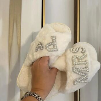 Bride To Be Wedding Morning Slippers With Personalisation, 2 of 6