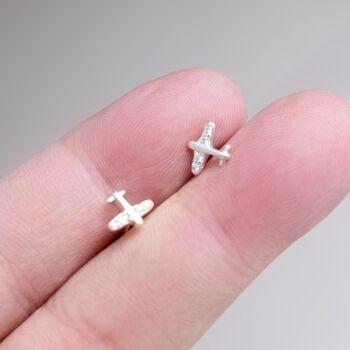 Plane Cz Stud Earrings, 925 Sterling Silver, 6 of 7